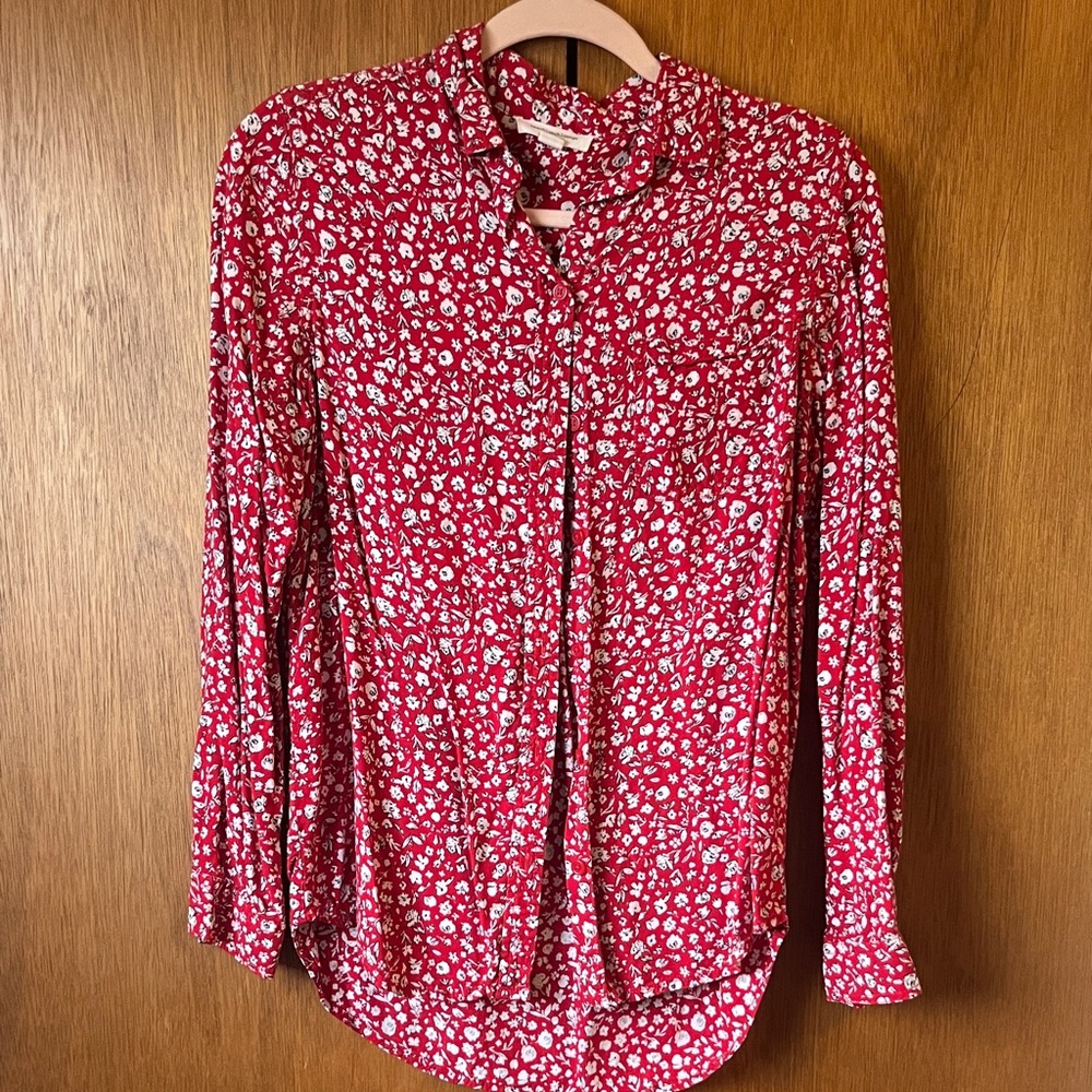 beachlunchlounge Red Floral Button Down Shirt